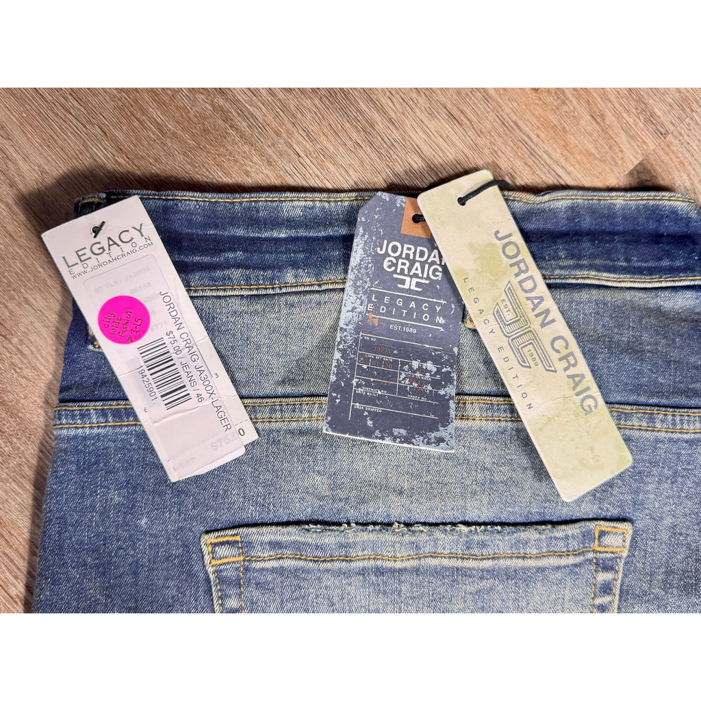 Jordan Craig Legacy Edition Aaron Jeans Men 46x32 Blue Stretch Slim Taper Denim