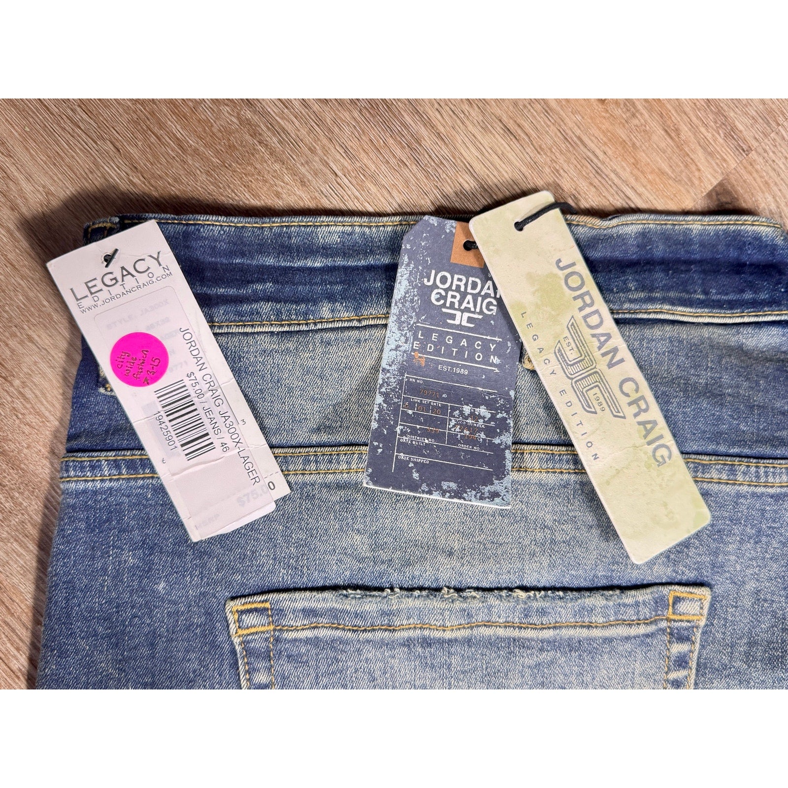 Jordan Craig Legacy Edition Aaron Jeans Men 46x32 Blue Stretch Slim Taper Denim