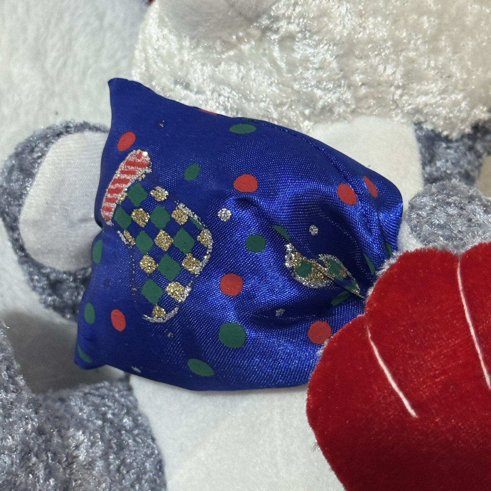 K&K Games Christmas Mouse Plush Gray Red Green Holiday Stuffed Animal Blue Scarf