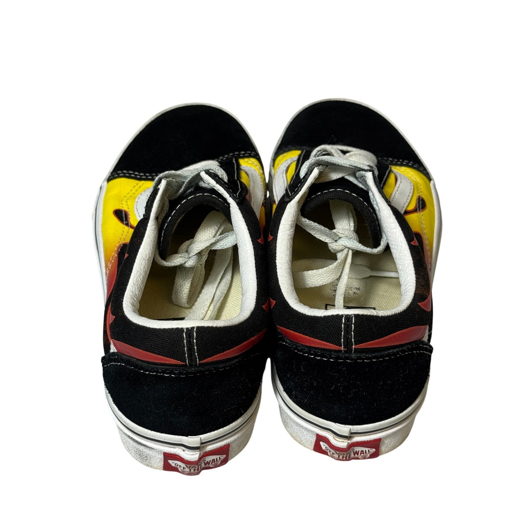 Vans Old Skool Flame Sneakers Black Yellow Red Canvas Skate Shoes Men's 5.5 Women 7