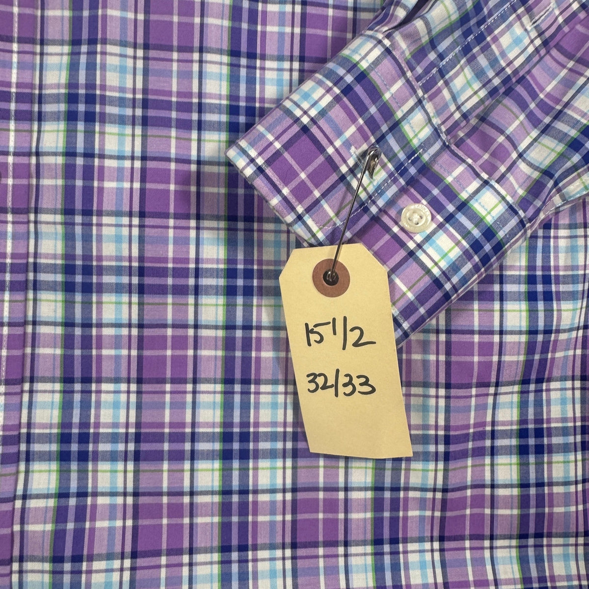 Lauren Ralph Lauren Performance Stretch Shirt 15.5 32/33 M Purple Plaid