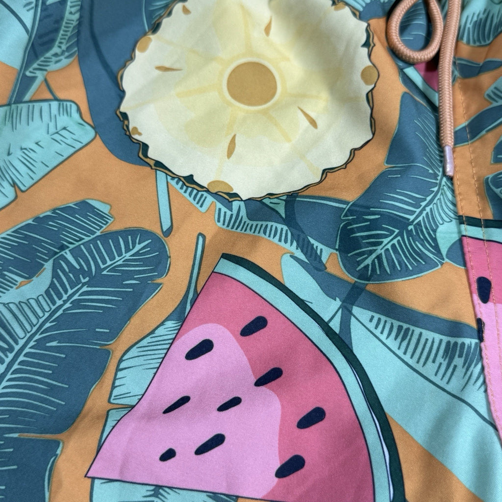 VTG Beach Bros Tropical Pineapple & Watermelon Lined Swim Trunks Size L Large