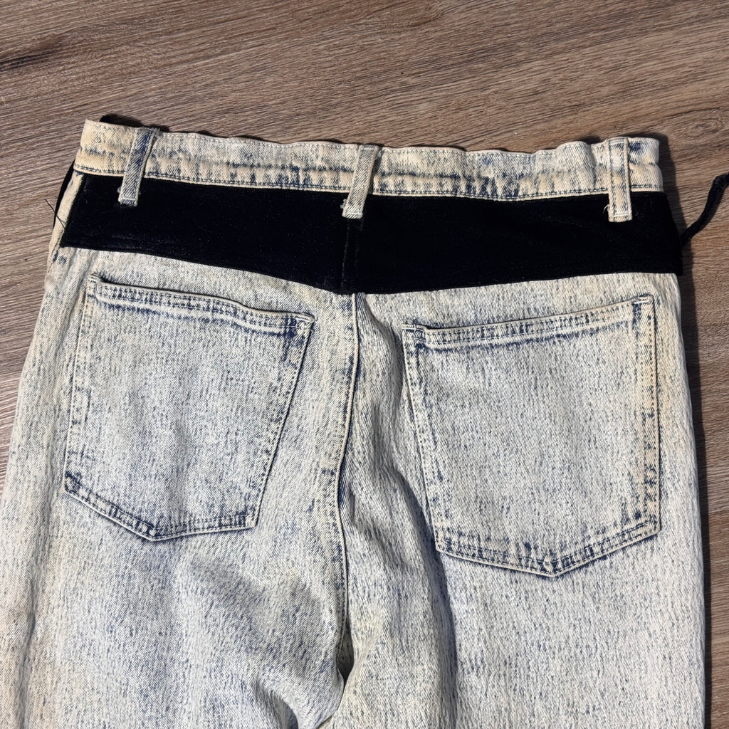 Vtg 80s/90s L.A. Blues Acid Wash Lace Up Jeans Womens 16 Velvet Trim High Rise