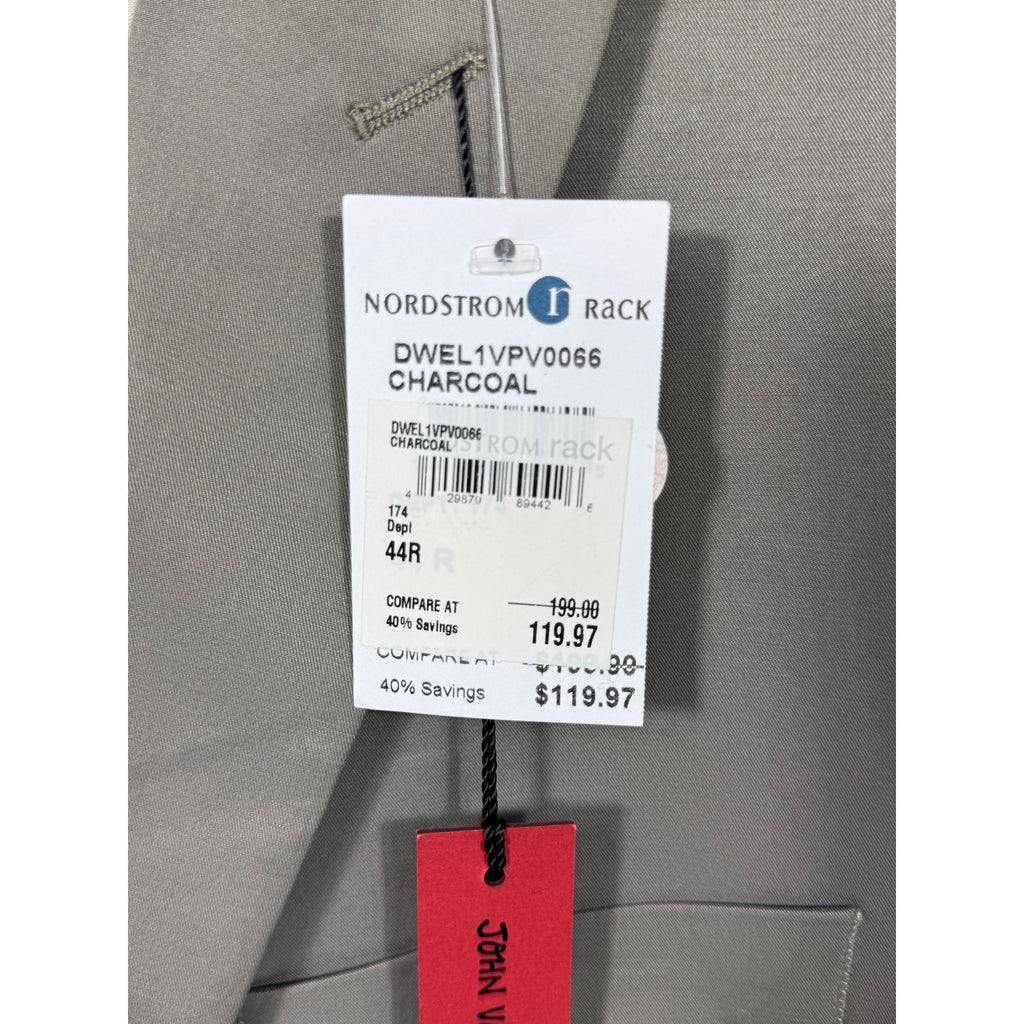 John Varvatos USA Charcoal Gray Blazer Sport Coat 44R NWT Modern Tailored