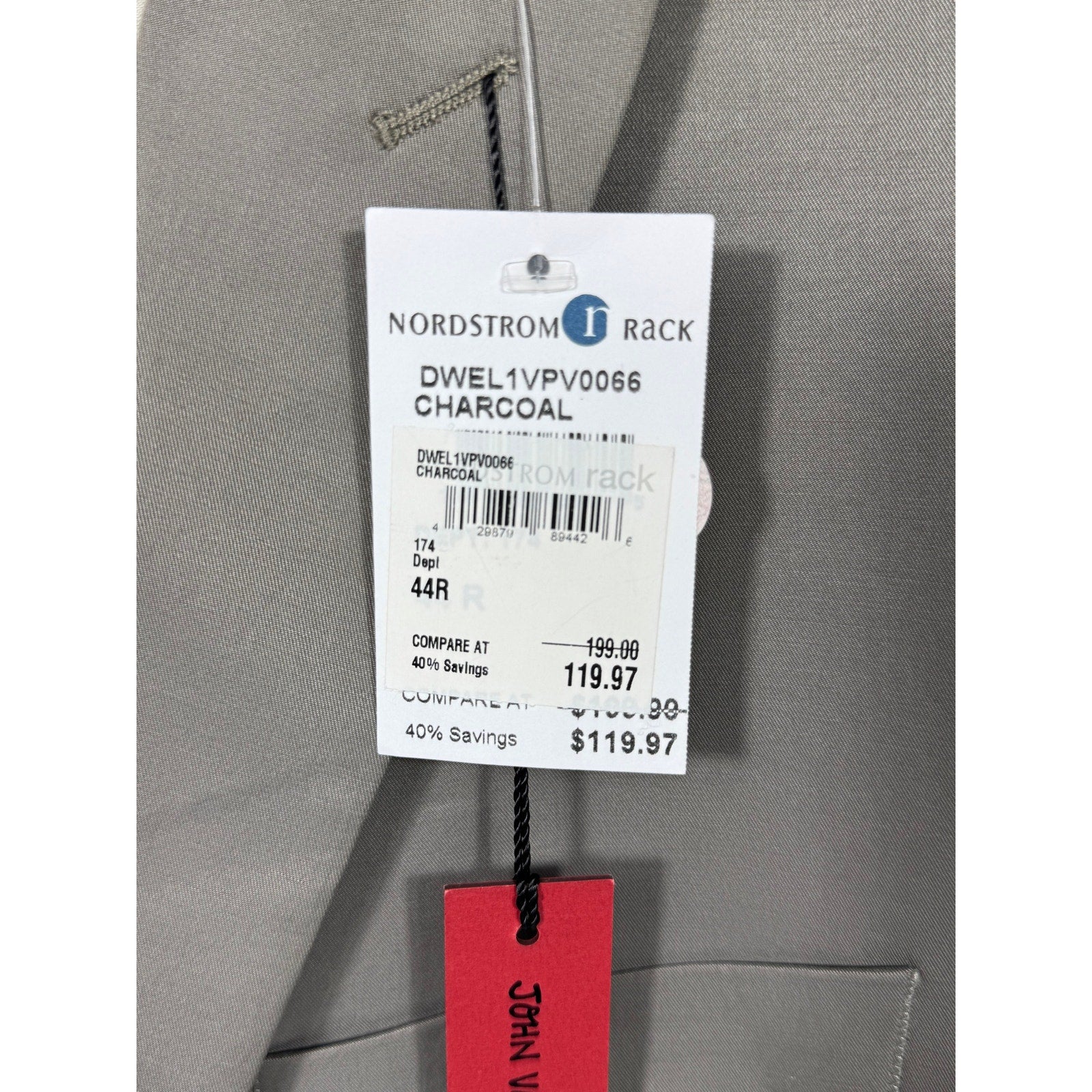 John Varvatos USA Charcoal Gray Blazer Sport Coat 44R NWT Modern Tailored