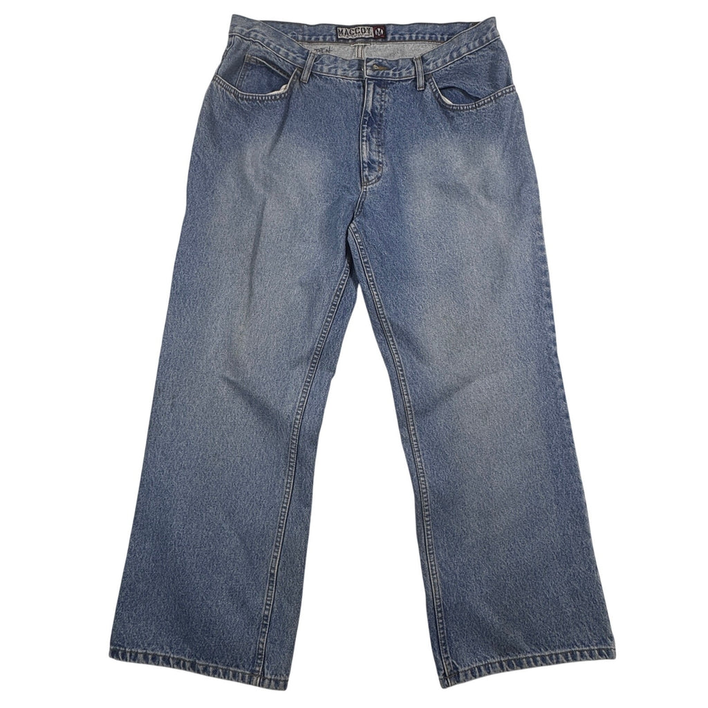 Maccoy Jeans Collection Mens 38x28 Baggy Wide Leg Y2K Skater Blue Denim 90s