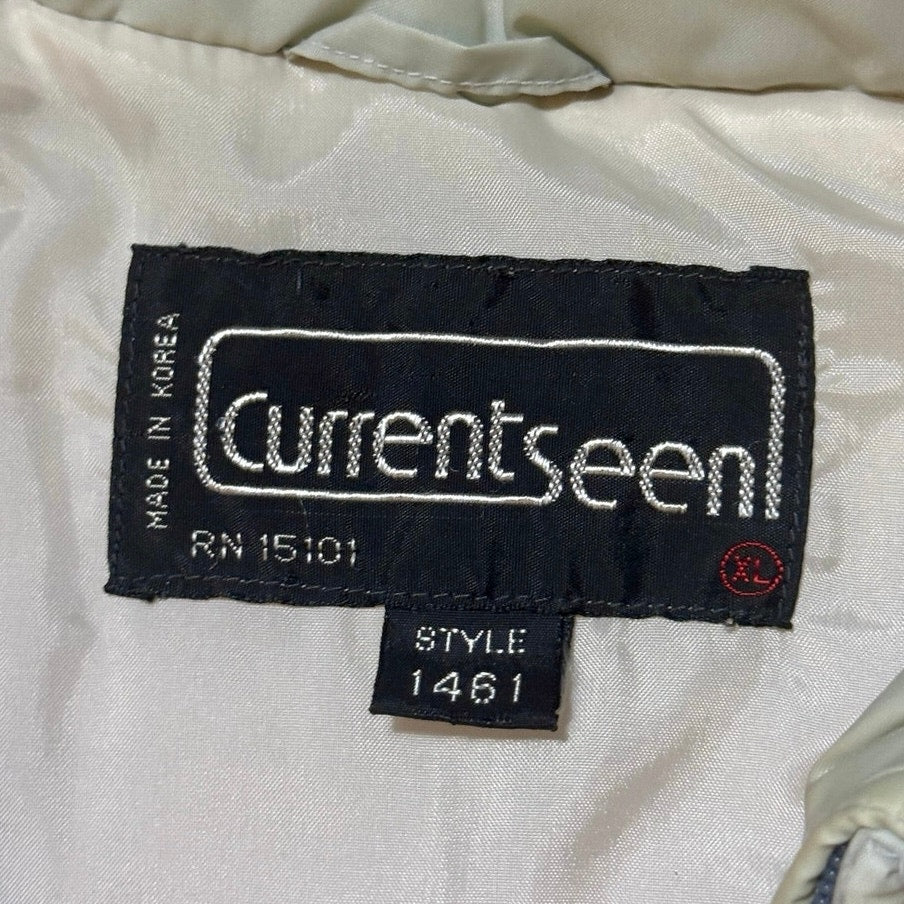 Vintage Current Seen Puffer Jacket & Vest Gray Beige Zip-Off Sleeves XL Korea