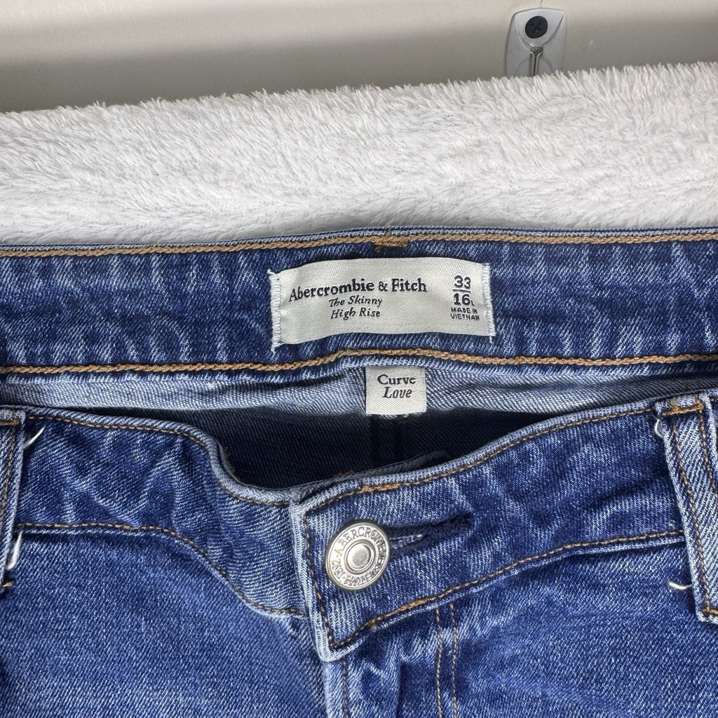 Abercrombie & Fitch Curve Love High Rise Distressed Skinny Jeans Womens 33 16L