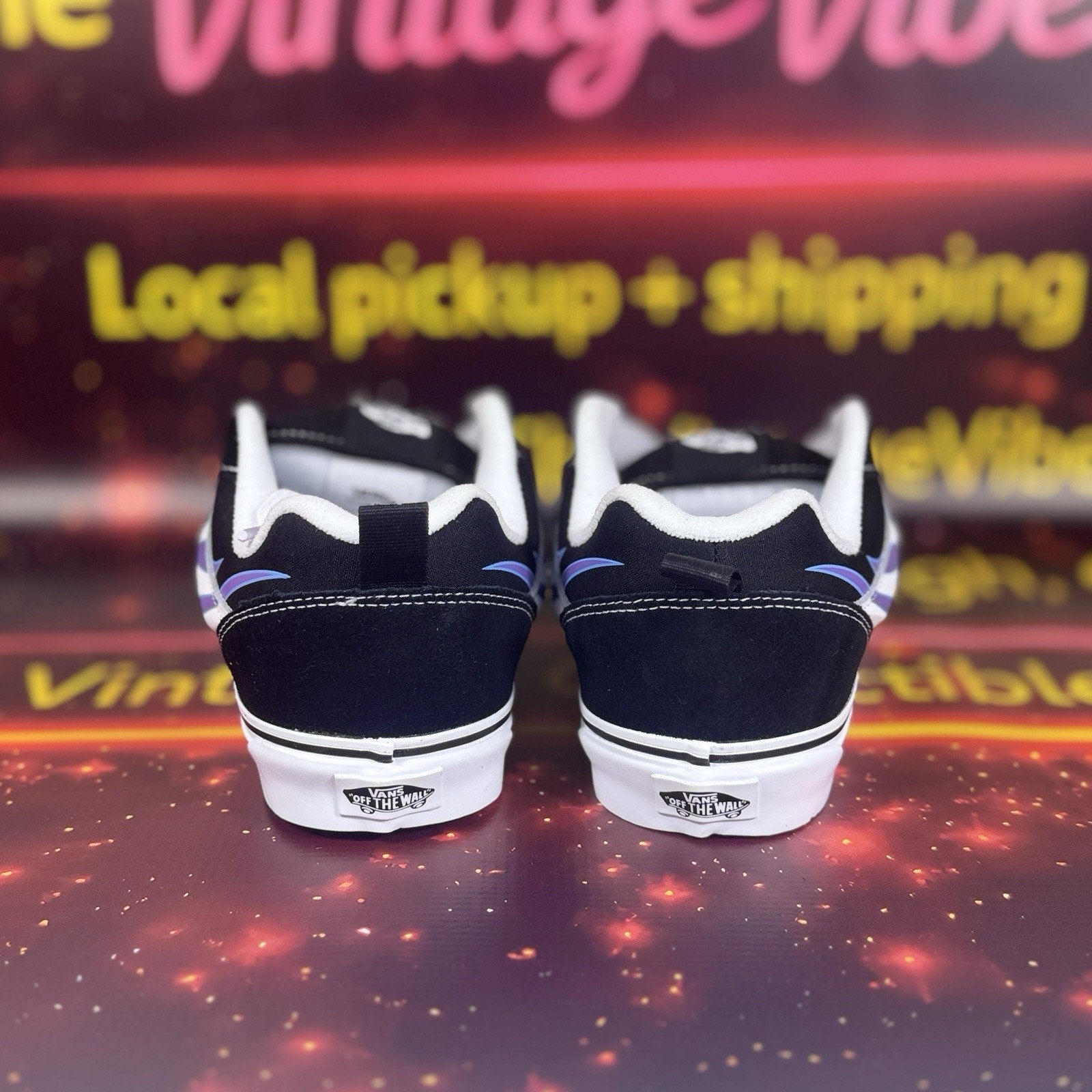 Vans Knu Skool Flame Black Blue Skate Shoes Men’s 9 W 10.5 Y2K Chunky Sneakers