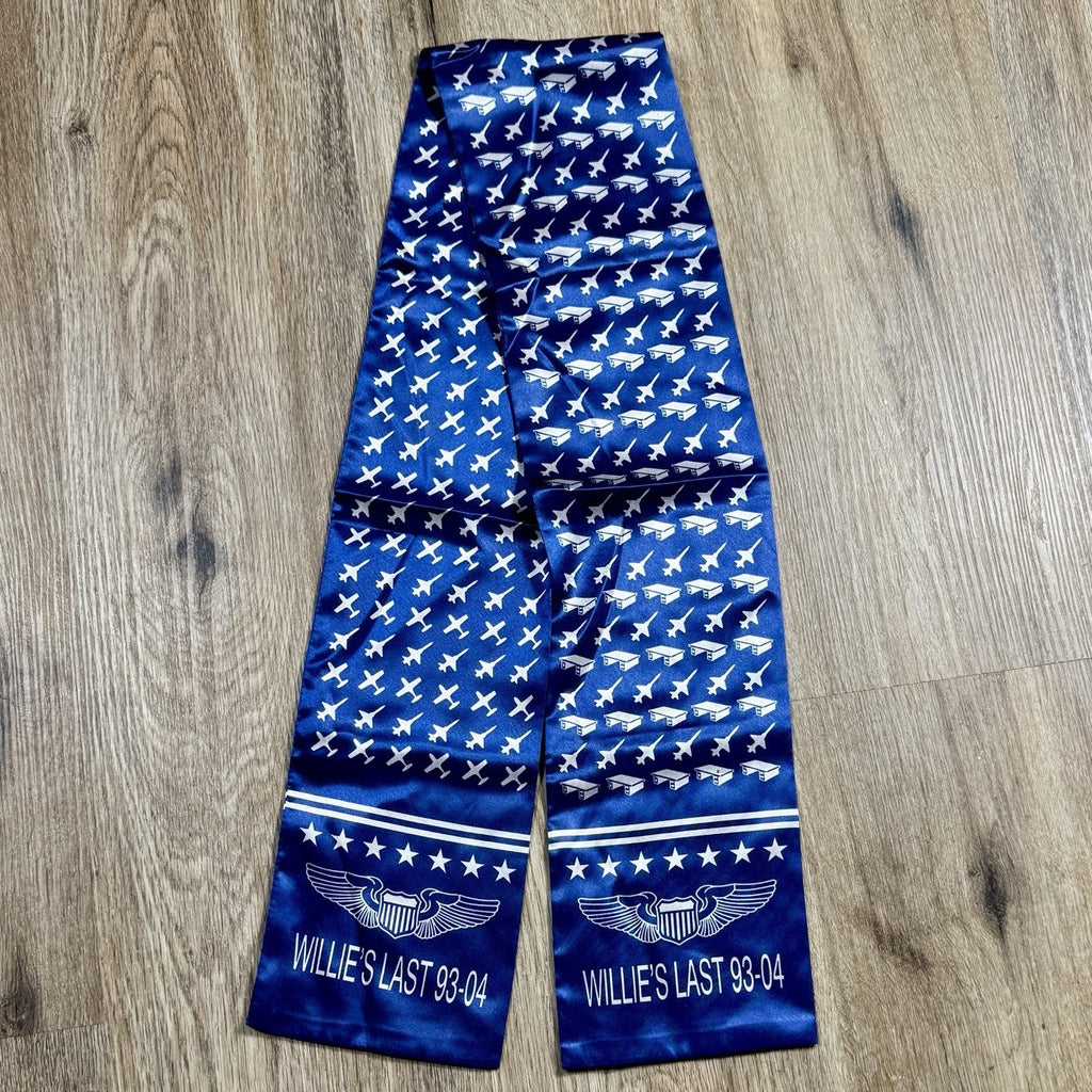 Rakkei Rama World Willie’s Last 93-04 Aviation Crew Pilot Scarf Vtg USA 45”