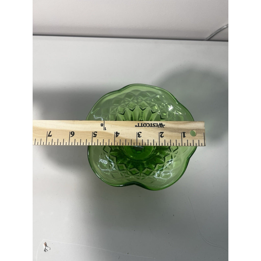 Kanawha Glass Green Uranium Pedestal Compote Candy Dish Glows Vintage 5.5"