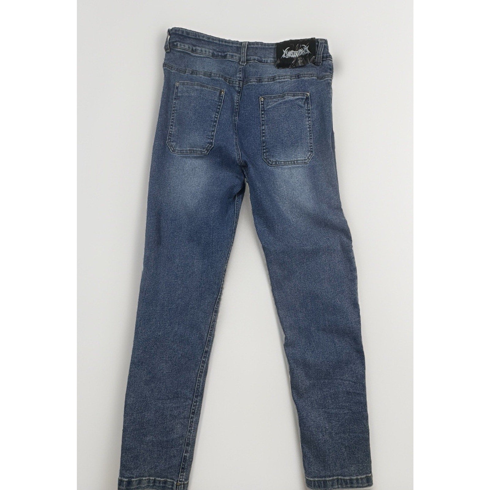 Rare Ghost Supply x Chaotix Studios 1 of 1 Reworked Alien Face Denim Jeans 32x27