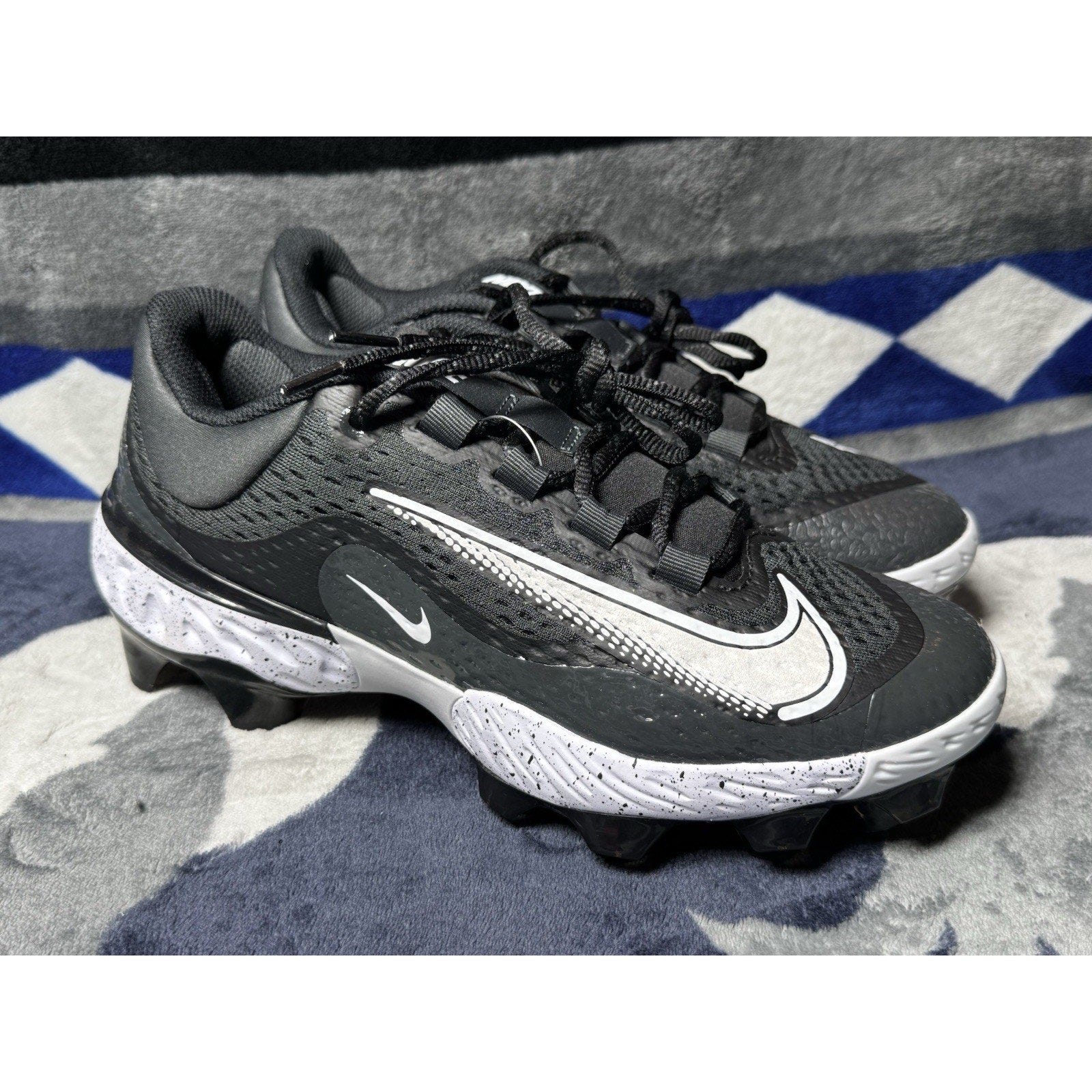 Nike Alpha Huarache Elite 4 MCS Baseball Cleat Black White FD6221-003 Sz 14