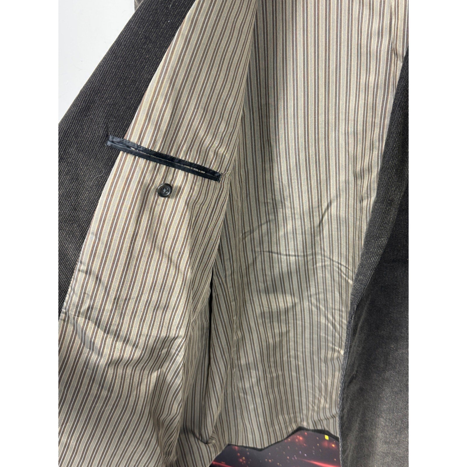 CHAPS Est. 1978 Gray Corduroy Sport Coat Blazer Mens 46R Elbow Patch Preppy Ivy