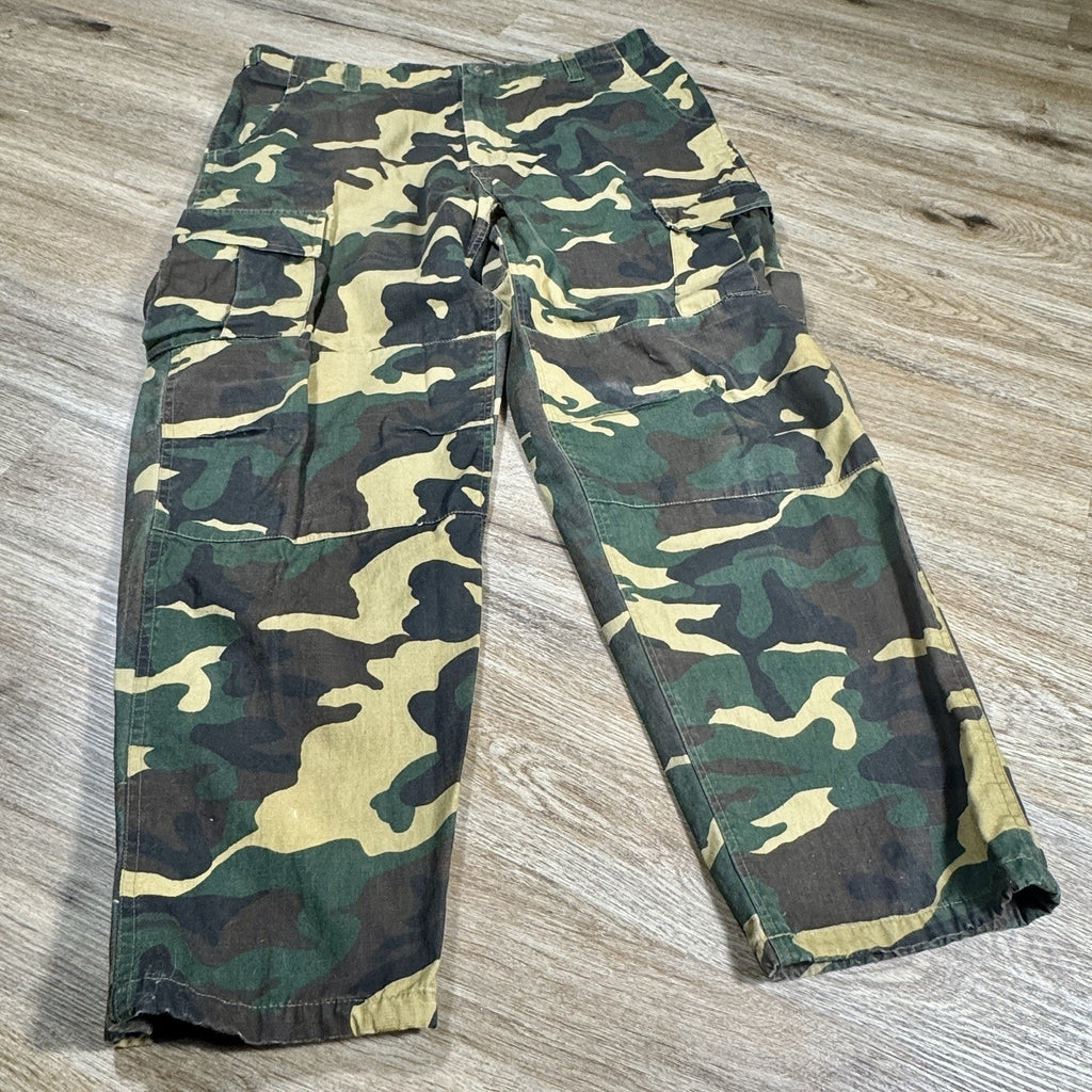 Vtg Sports Afield Woodland Camo Cargo Pants Men's L-XL 36x27 Tactical Hunting
