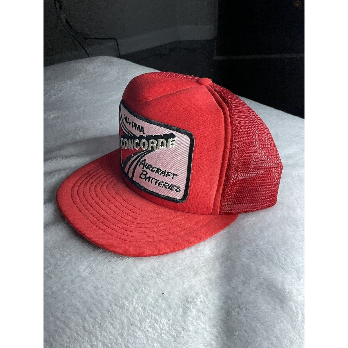 Vtg 80s/90s Concorde Aircraft Batteries FAA PMA Otto Trucker Snapback Hat NOS