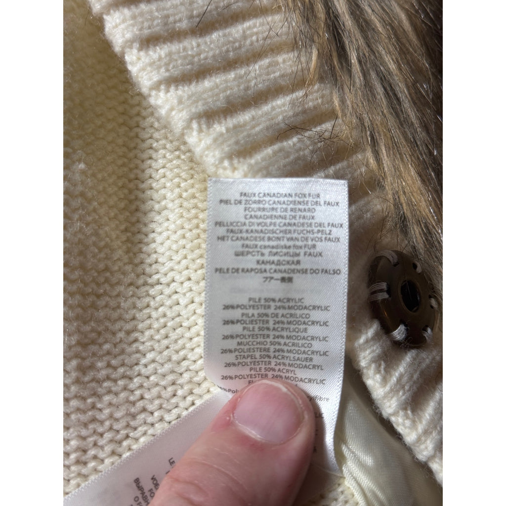 Women MICHAEL Michael Kors Faux Canadian Fox Fur Sweater Vest Wool Blend Medium