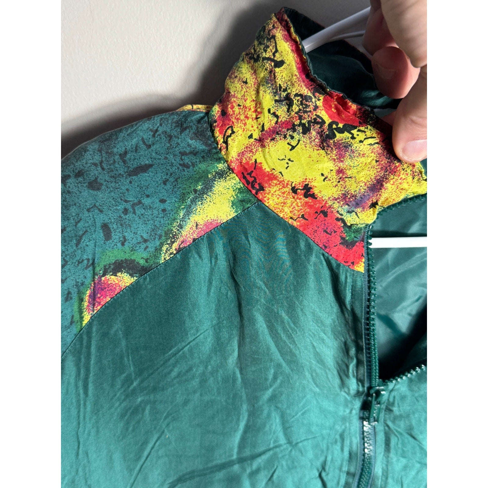 Vintage 90s New Concepts Sport Silk Windbreaker Jacket Colorblock Abstract Print