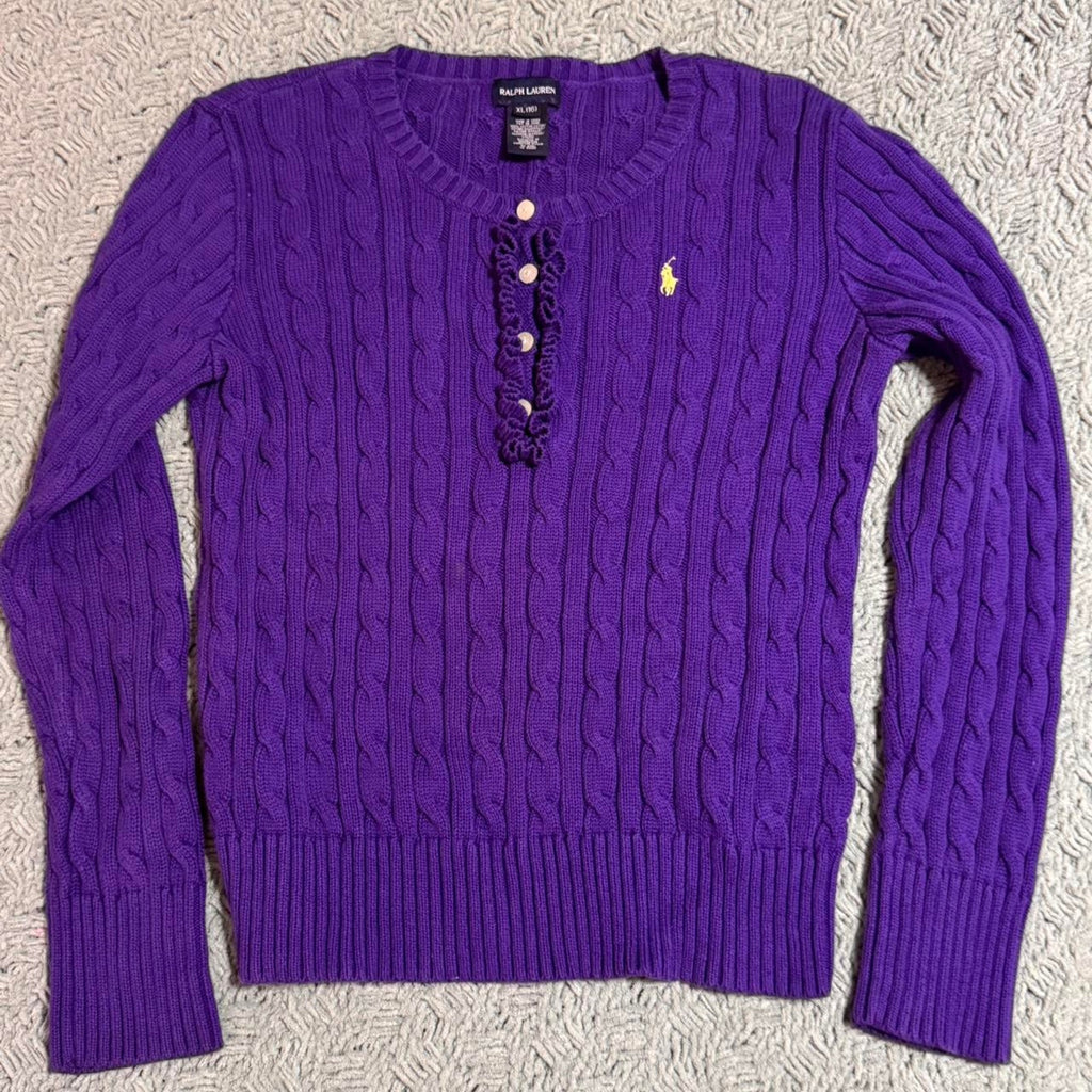 Ralph lauren purple cable knit