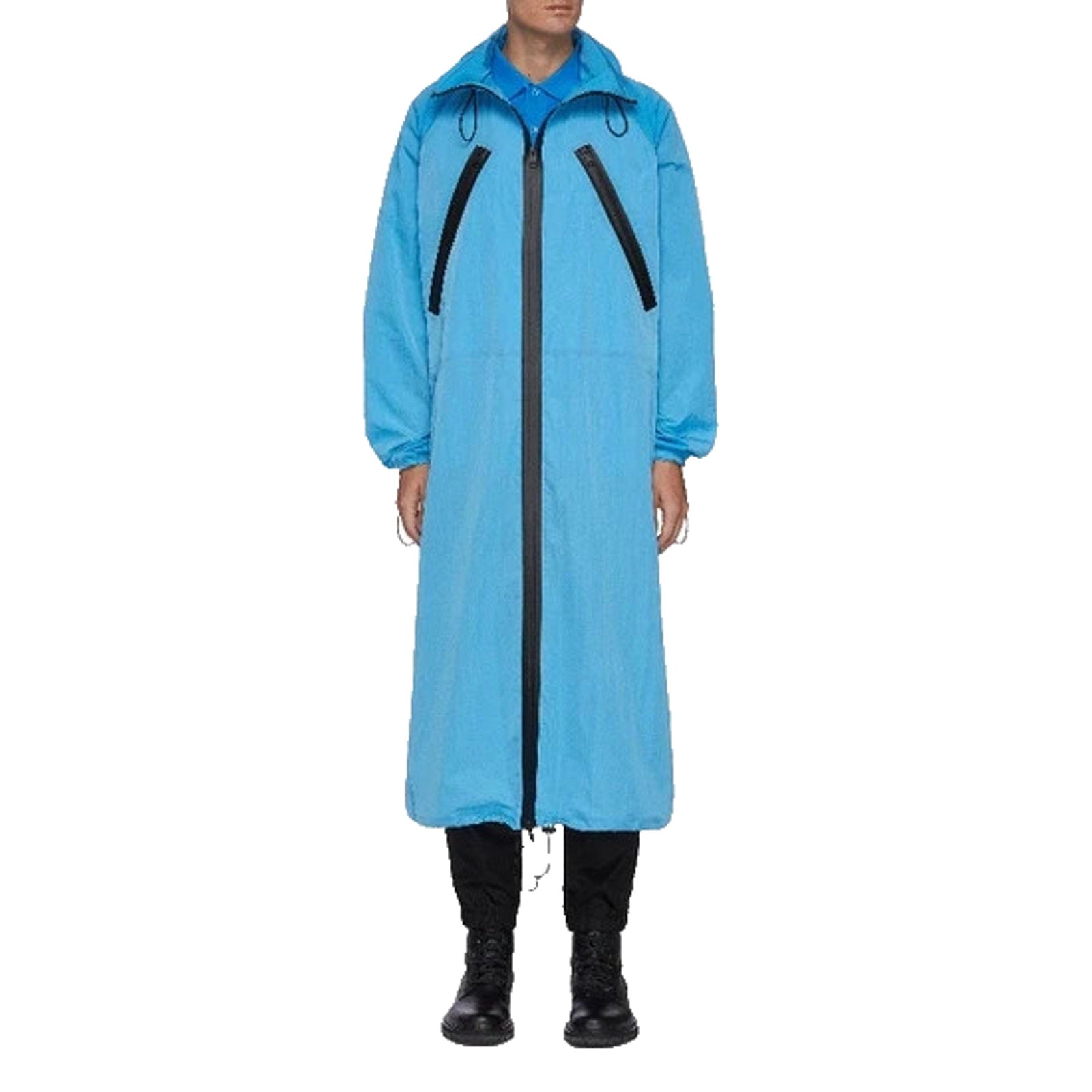 Bottega Veneta Long Hooded Waterproof Parka Jacket Bright Blue Italy S 632742