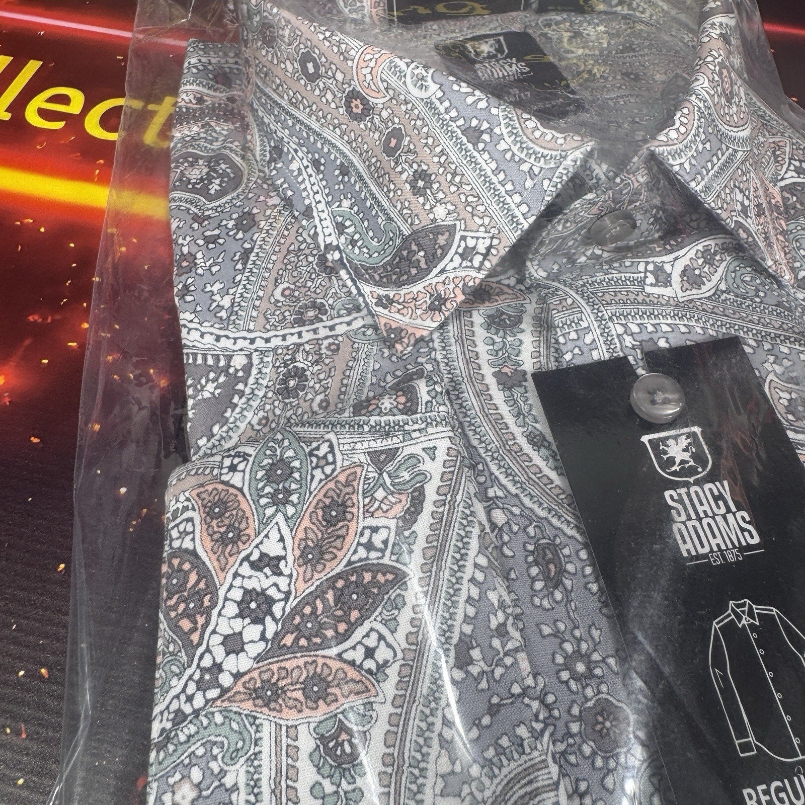 Stacy Adams Men’s Paisley Dress Shirt French Cuff Button Up Regular Fit 18 36/37