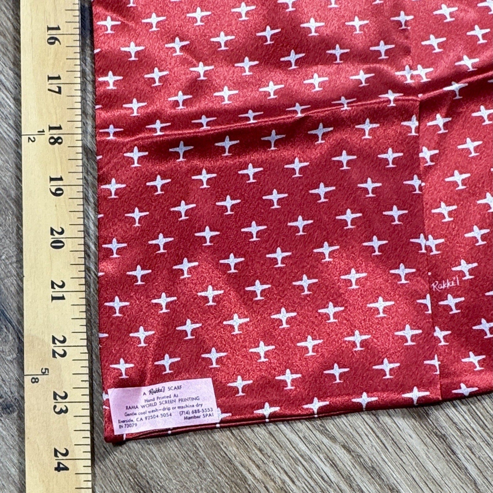 Vtg Rama World Rakkei Aviation Flight Scarf Airplane Print Pilot Made USA 48”