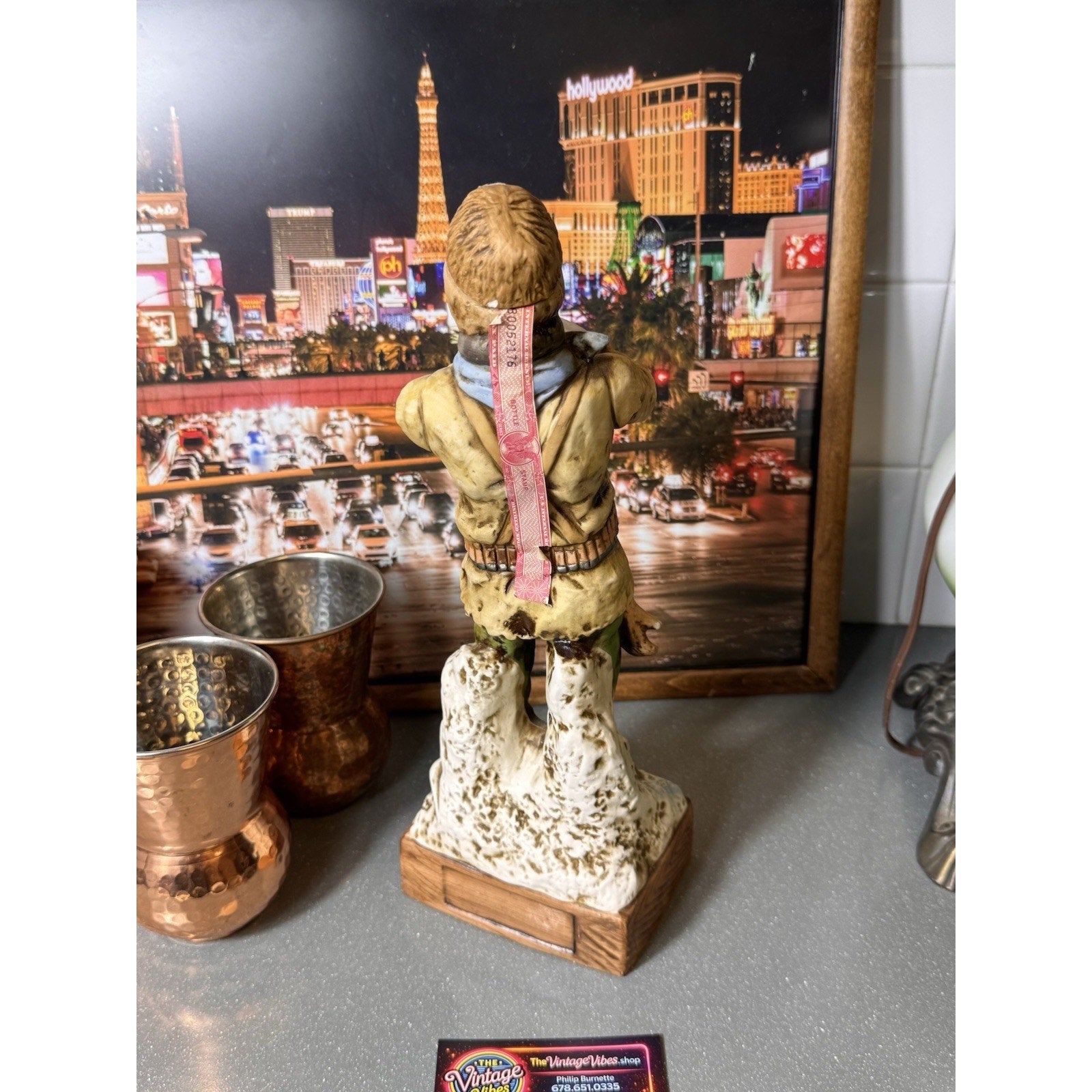 Vtg 1976 Homan The Buffalo Hunter Decanter C.M. Russell Japan 13in Western Bar