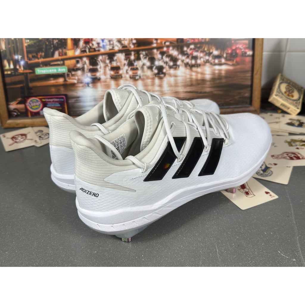 Adidas Adizero Baseball Cleats White Black Metal Spikes Men’s 14 SPG753001