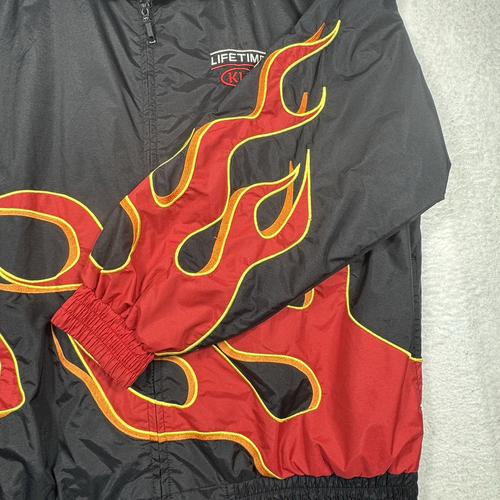 Speed Zone Race Gear Flame Racing Jacket VTG Y2K 2XL Lifetime KIA Hot Rod USA