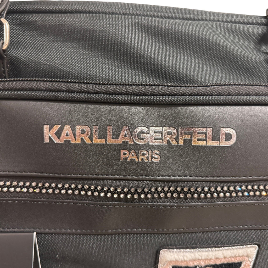 Karl Lagerfeld Paris Ikonik Rolling Weekender Duffel Carry On Luggage Black NWT