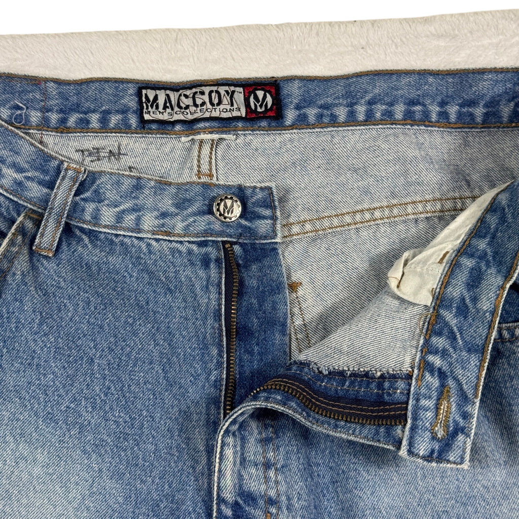Maccoy Jeans Collection Mens 38x28 Baggy Wide Leg Y2K Skater Blue Denim 90s