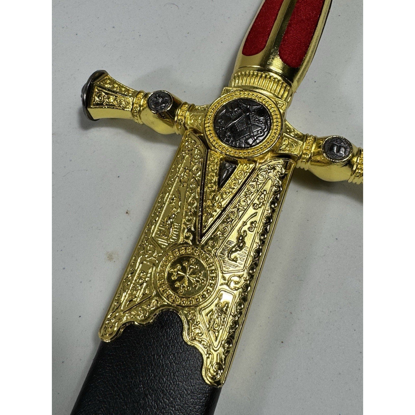 Freemason Masonic Ceremonial Dagger Sword 21.3 in Stainless, Engraved Scabbard