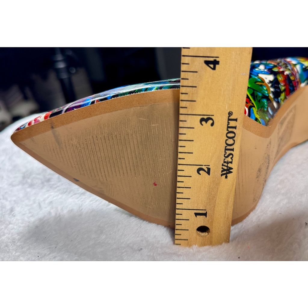 Shoe Republic LA Graffiti Print Stiletto Heels Women’s Size 6.5 7 Pointed Toe Pumps