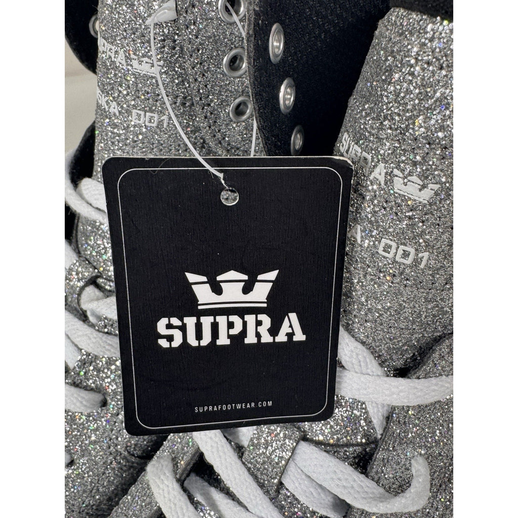 Vtg Rare Y2K Supra Skytop High Top Silver Glitter Sneakers Youth/Men’s US 5 W6.5
