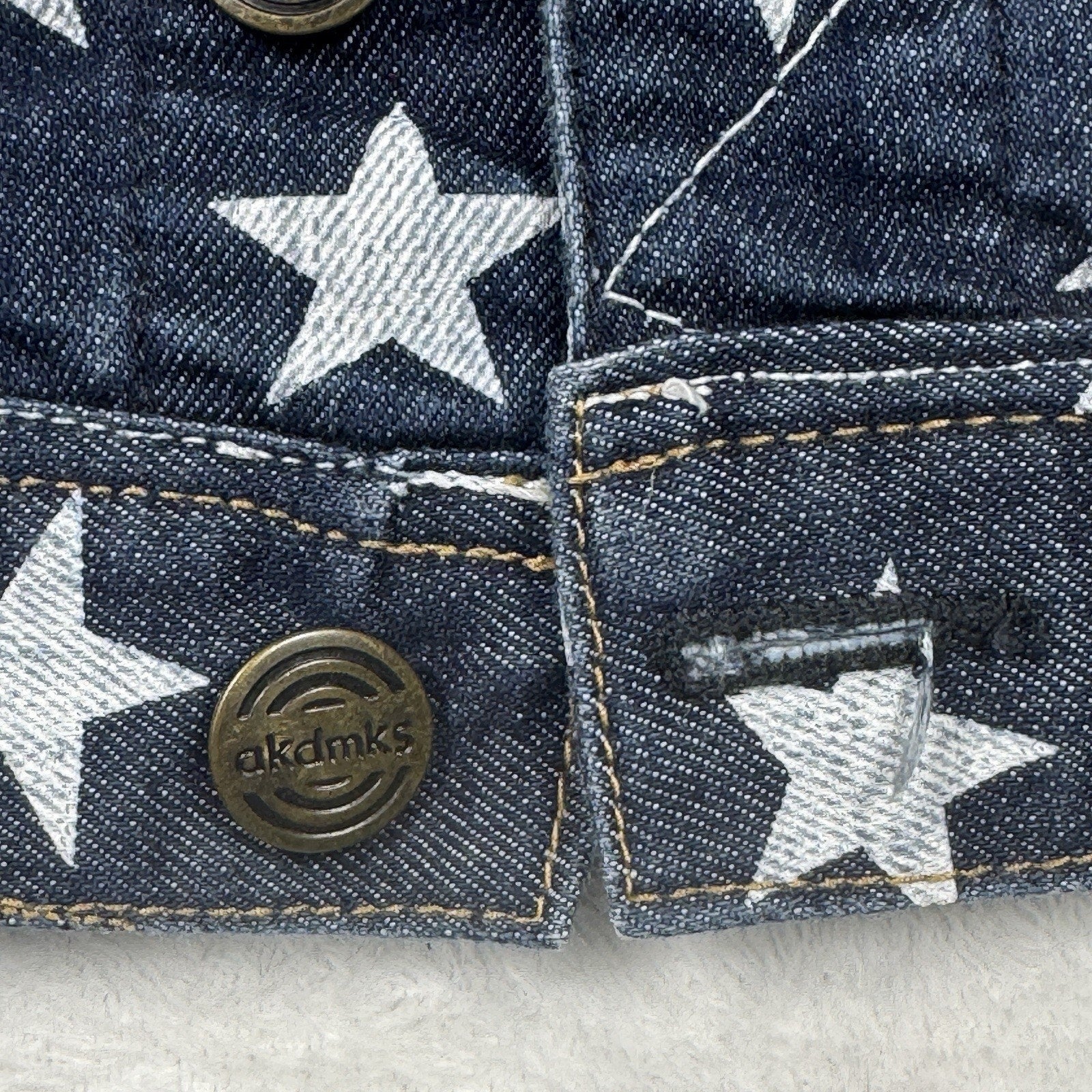Akademiks AKDMKS Stars Denim Vest Womens XS Y2K Hip Hop USA Flag Patriotic 90s