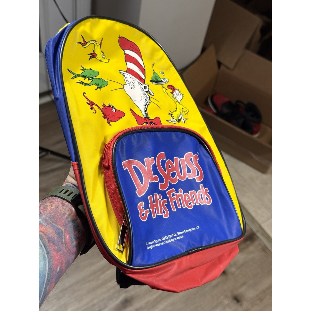 Vtg 1997 Dr Seuss Cat in the Hat Backpack Bookbag Dr Seuss & His Friends Kids