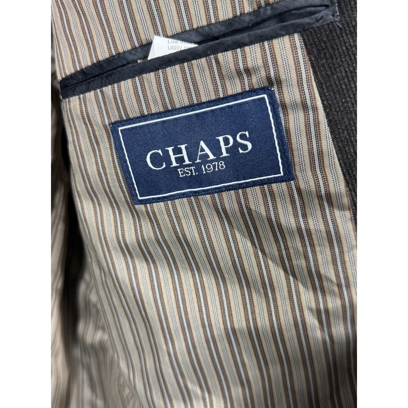 CHAPS Est. 1978 Gray Corduroy Sport Coat Blazer Mens 46R Elbow Patch Preppy Ivy