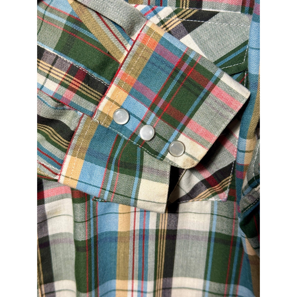High Noon Pearl Snap Western Plaid Shirt Men’s Large Cowboy Ranch Rodeo Vintage