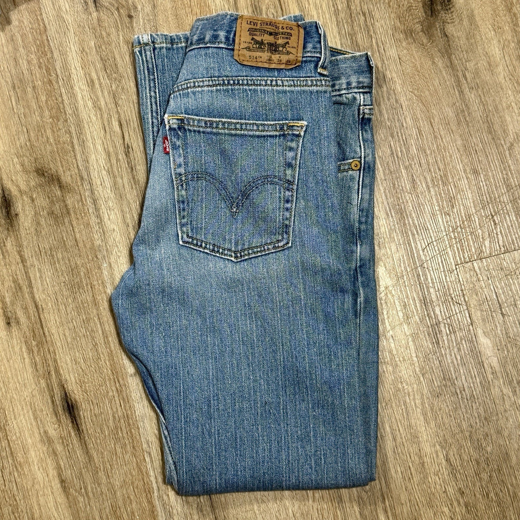 Levi's 514 Slim Straight Jeans Mens 28x28 Boys 16 Regular Light Wash Denim