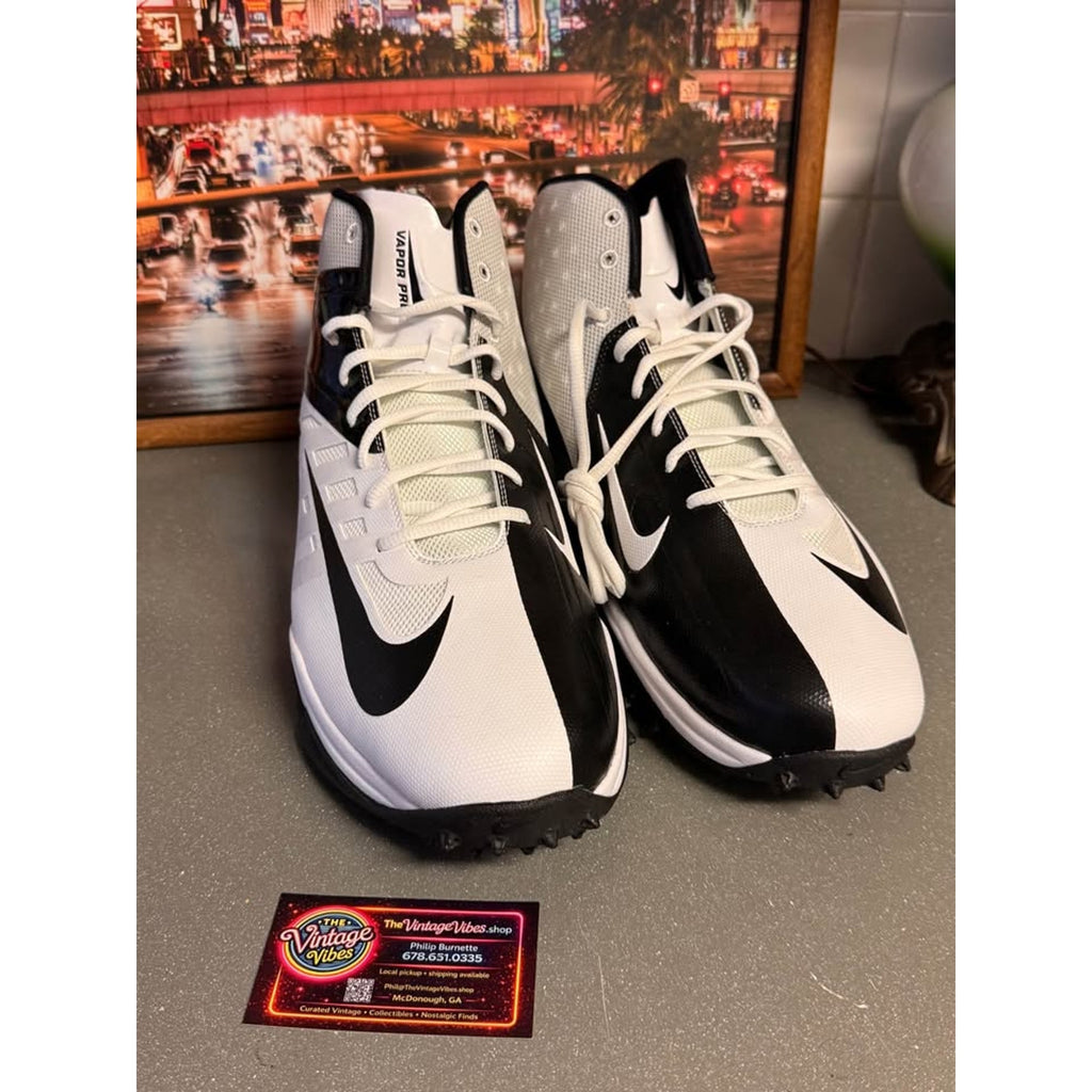 Nike Vapor Pro 3/4 Destroyer Turf Football Cleats White Black Mens 17 NWOB
