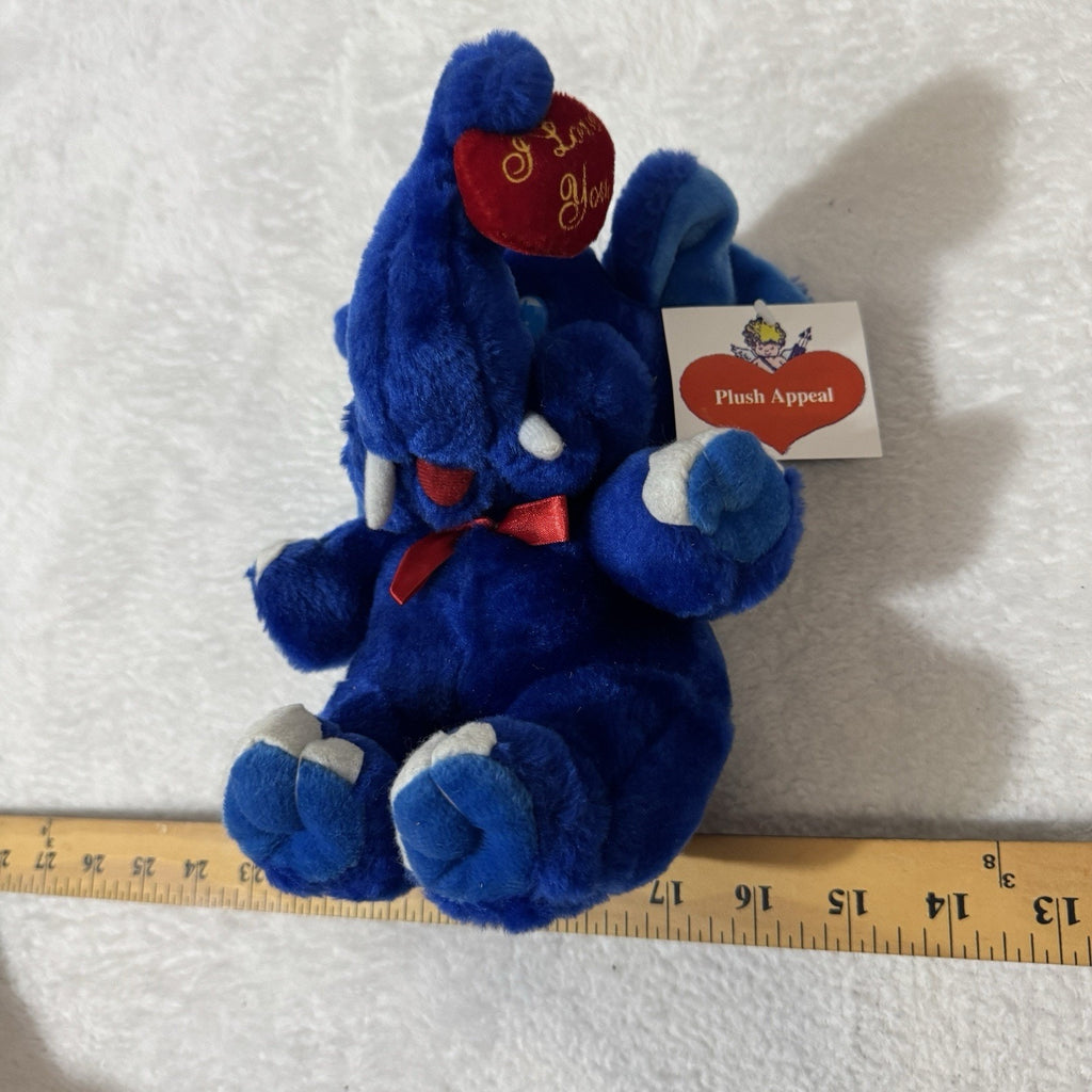 Rare Plush Appeal Blue Elephant Plush Stuffed Animal I Love You Heart Vtg NWT