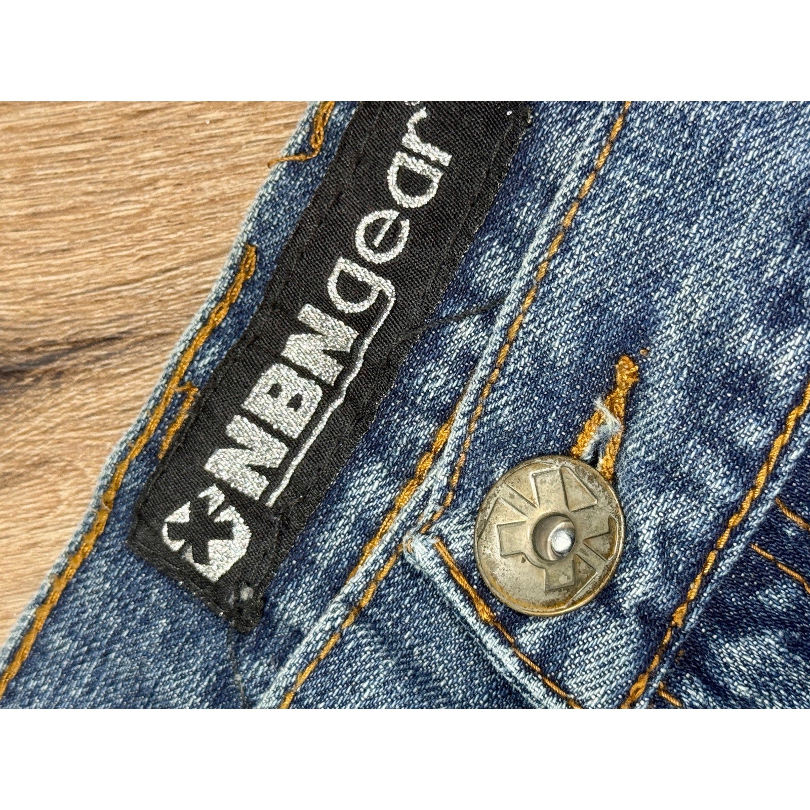NBN Gear Embroidered Flap Pocket Jeans Men’s 42x32 Baggy Y2K Blue Denim Skater