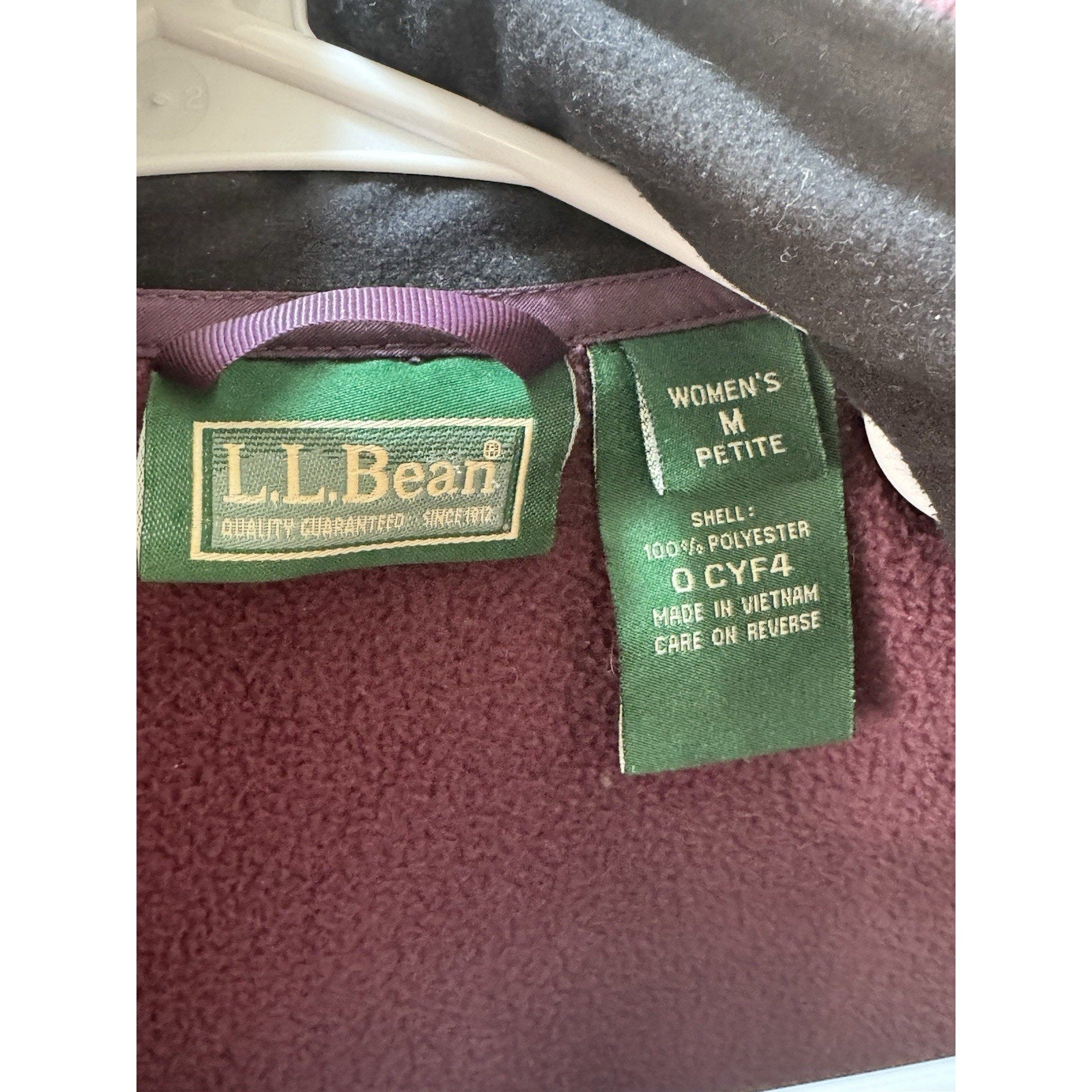 Vtg LL Bean Jacket Womens Petite Medium Purple Warm Up Fleece Lined Ski Snow M