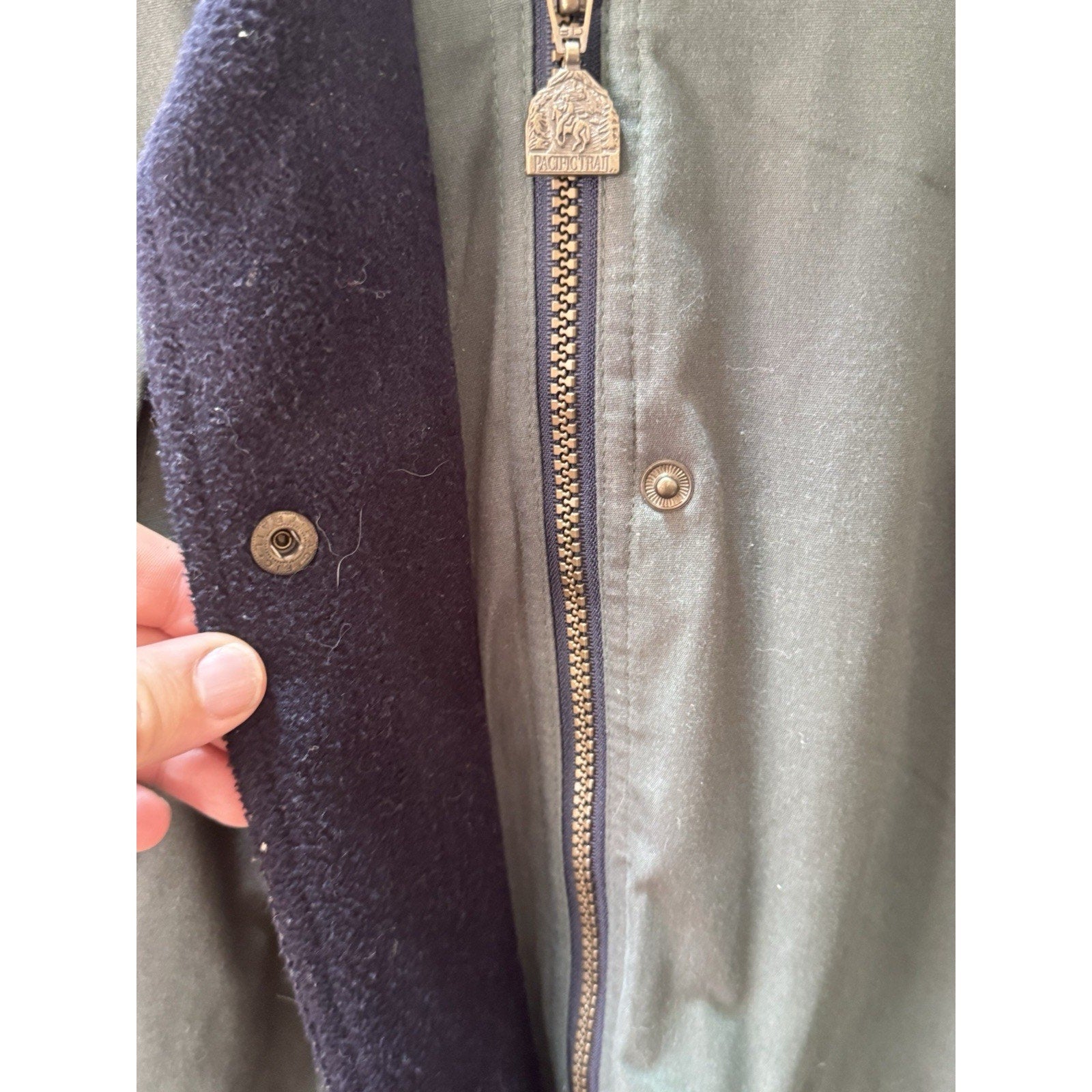 Vtg Pacific Trail Heavy Outdoor Jacket Green Fleece Lined Hooded Coat Size M-L