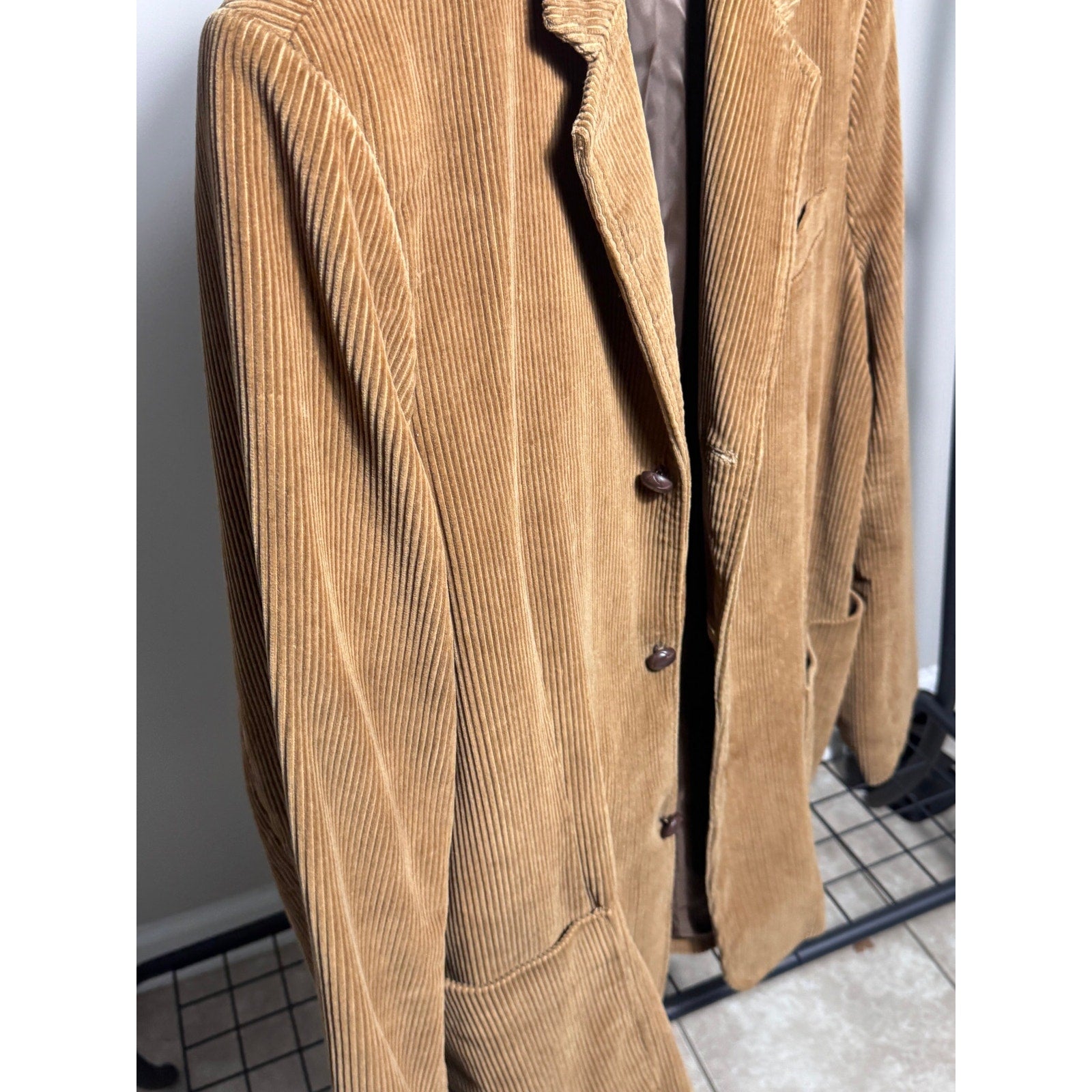 Abercrombie & Fitch Tan Corduroy Sport Coat Blazer Jacket Large L Brown 3 Y2K