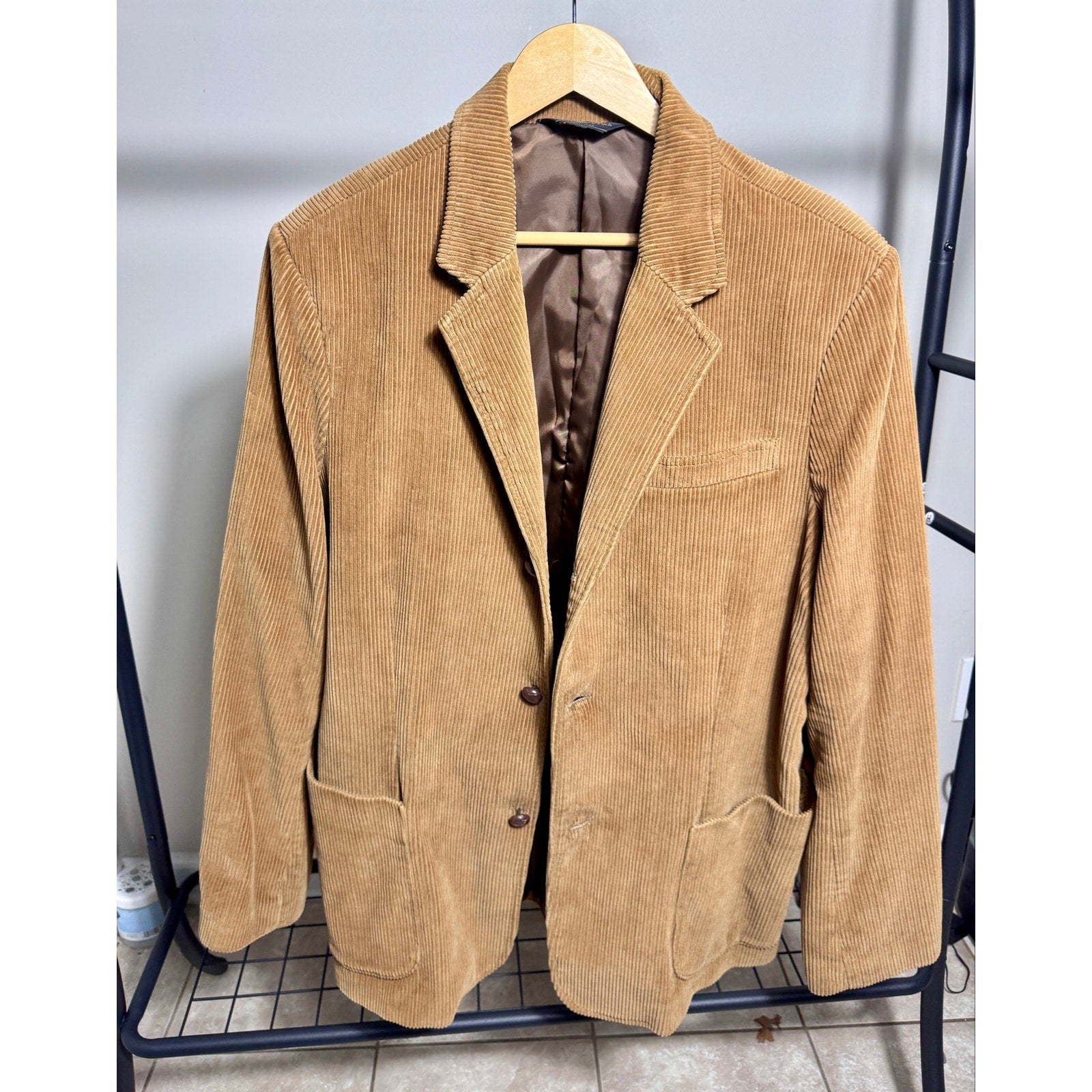 Abercrombie & Fitch Tan Corduroy Sport Coat Blazer Jacket Large L Brown 3 Y2K