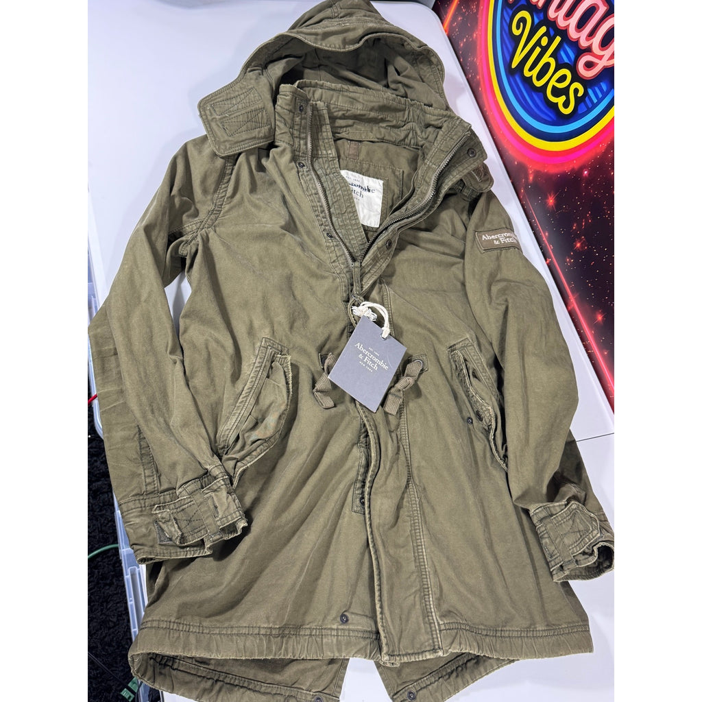 Abercrombie & Fitch Vintage Military Fishtail Parka Jacket Olive Green NWT Small