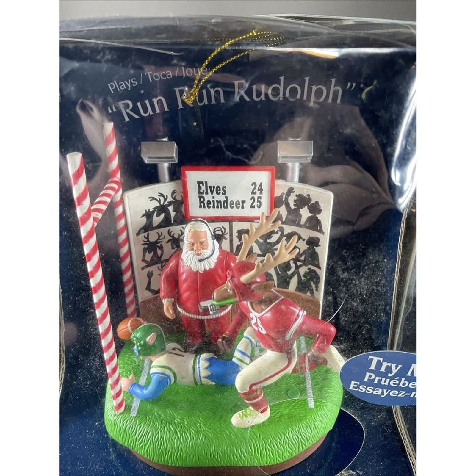 Vintage Santa's Best Musical Ornament Elves vs. Reindeer Football Game NCAA NFL