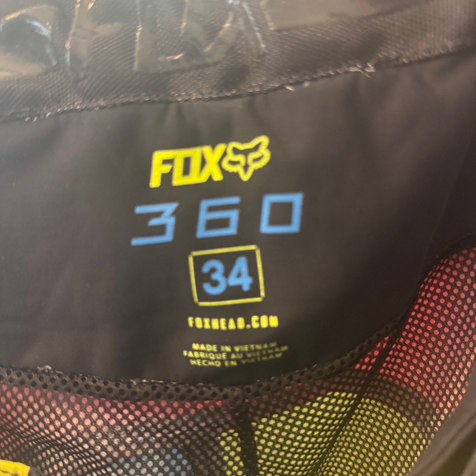 Y2K Fox Racing 360 Motocross Pants Size 34 Blue Yellow Red MX ATV Dirt Bike L
