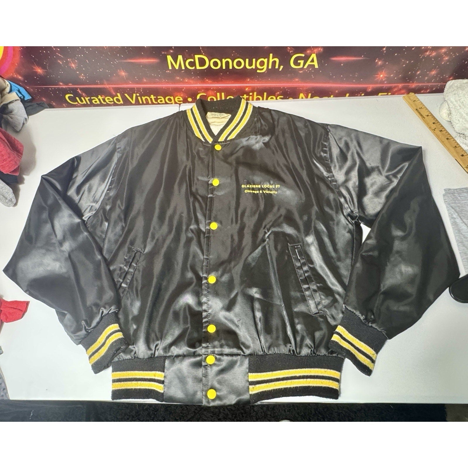 Vtg West Wind Glaziers Local 27 Union Satin Jacket USA ACTWU Men’s M Chicago HTF
